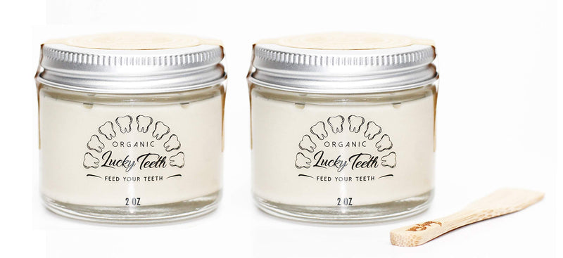 Lucky Teeth Organic Toothpaste-All Natural, Remineralizes and Fortifies Teeth and Gums. (2 oz 2 Pack Glass)