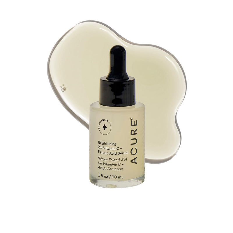 Acure Brightening 2% Vitamin C & Ferulic Acid Serum - Anti Aging - 1 fl oz 1 Fl Oz (Pack of 1)