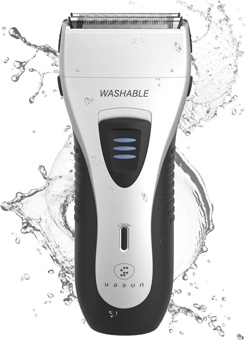 [Australia] - YASUN Foil Shaver - Electric Razor, Wet/Dry IPX7 Waterproof, Pop-up Beard Trimmer, Cordless Rechargeable Mens Razor - YS5800 Silver & Black 