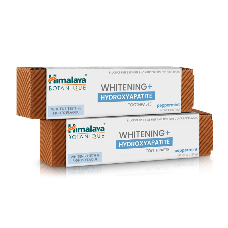 [Australia] - Himalaya Botanique Whitening + Hydroxyapatite Toothpaste, Peppermint - Nano Hydroxyapatite to Support Remineralization and Restore Enamel, Appropriate for Sensitive Teeth - Gluten Free, 4 oz, 2 Pack 4 Ounce (Pack of 2) 