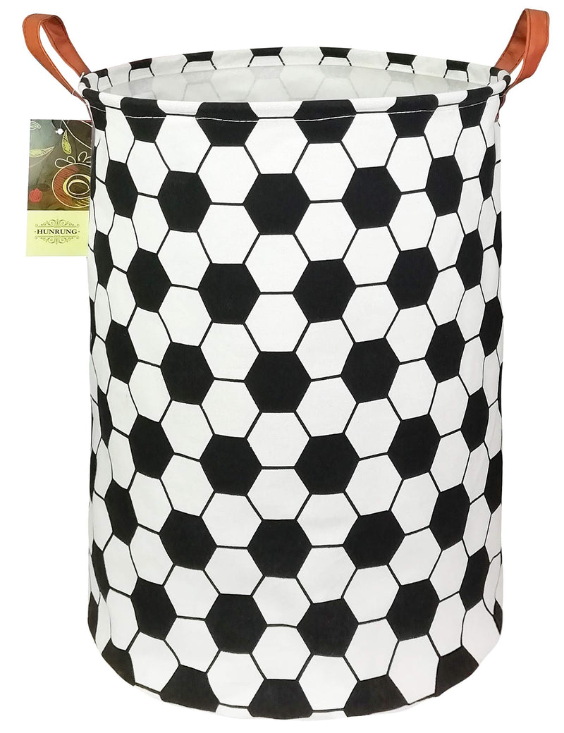[Australia] - HUNRUNG Laundry Hamper,Large Canvas Fabric Lightweight Storage Basket Toy Organizer Dirty Clothes Collapsible Waterproof for College Dorms, Children Bedroom,Bathroom（Roud-Football） Roud-Football 