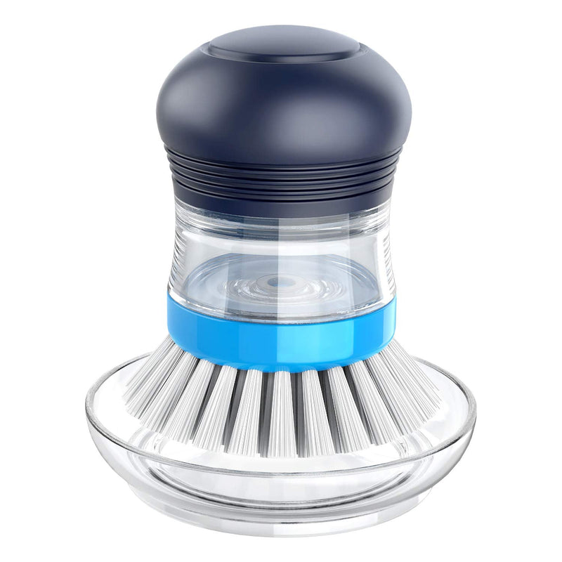 [Australia] - MR.SIGA Soap Dispensing Palm Brush Storage Set, Kitchen Brush with Holder for Pot Pan Sink Cleaning, 1 Set Navy 
