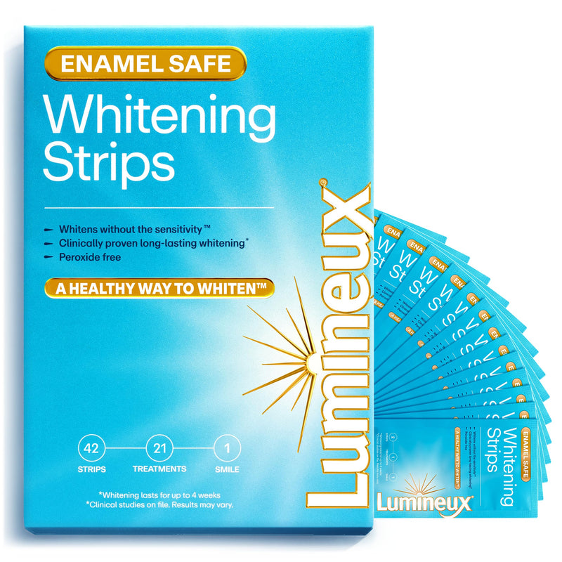 Lumineux Teeth Whitening Strips, Peroxide Free, 21 Treatments (3 Months) | Peroxide free, enamel safe, dentist formulated, clinically tested & proven, free from harsh ingredients, no sensitivity 3 Month Supply