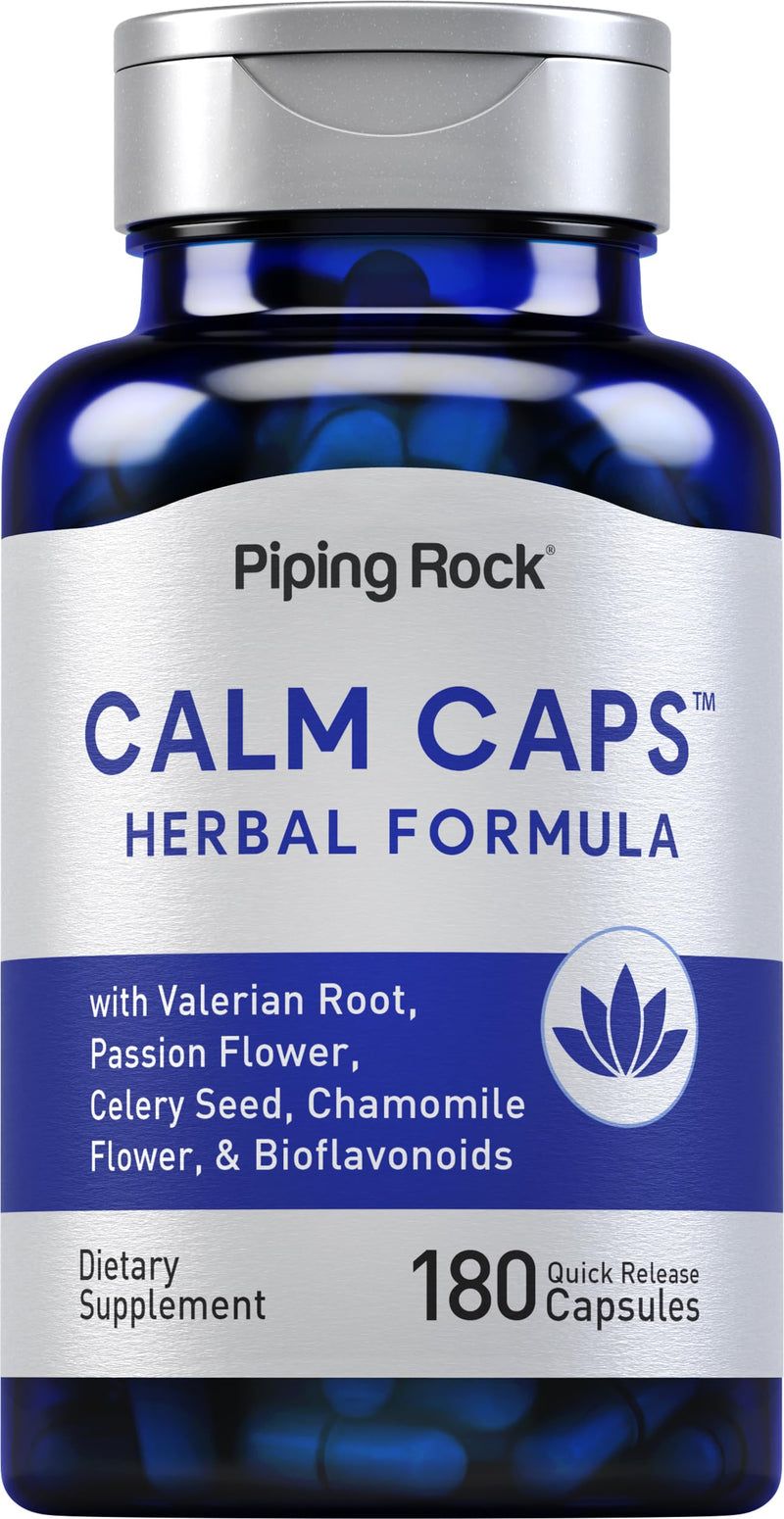 [Australia] - Piping Rock Calm Capsules | 180 Pills | Herbal Blend | with Chamomile, Valerian, and Passion Flower | Non-GMO, Gluten Free Supplement 