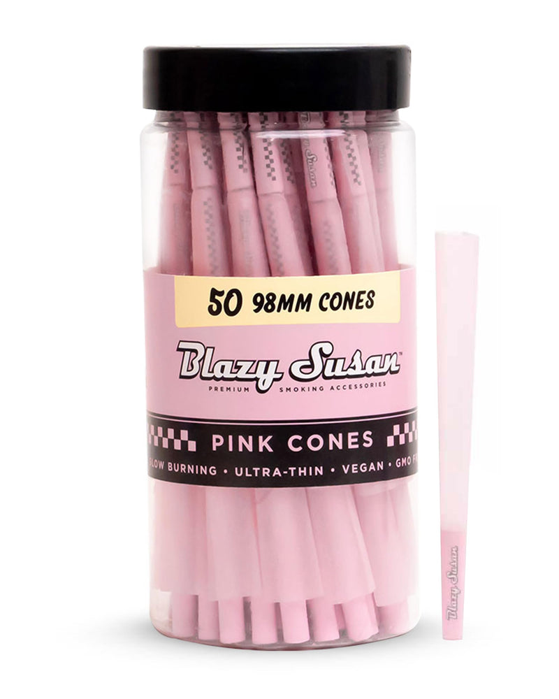 [Australia] - Blazy Pink Cones 50ct Pack | Pink Rolling Cones | Vegan & Smooth Burning | Blazy Susan Quality Smoking Accessories 50 Count (Pack of 1) 