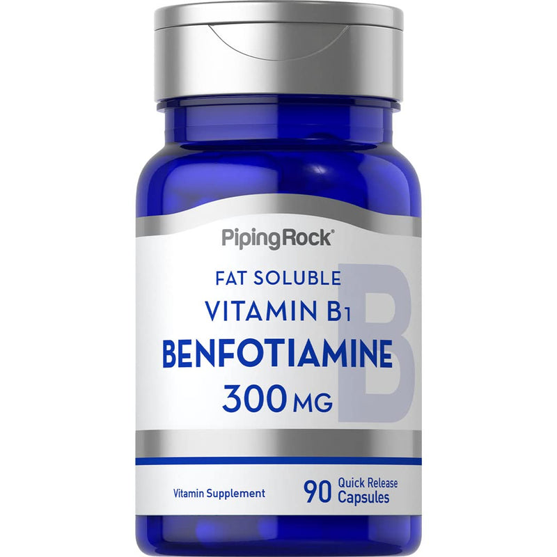 Piping Rock Benfotiamine 300mg | 90 Capsules | Fat Soluble Vitamin B1 | Non-GMO, Gluten Free Supplement