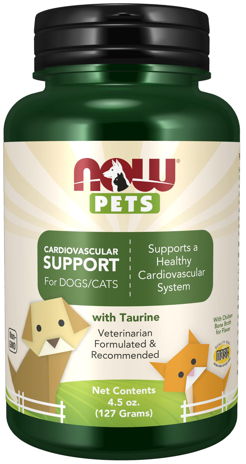 NOW Foods Pet Health, Cardiovascular Support Supplement, Formulated for Cats & Dogs, NASC Certified, Powder, 4.5-Ounce Chicken 4.5 Ounce (Pack of 1) - PawsPlanet Australia