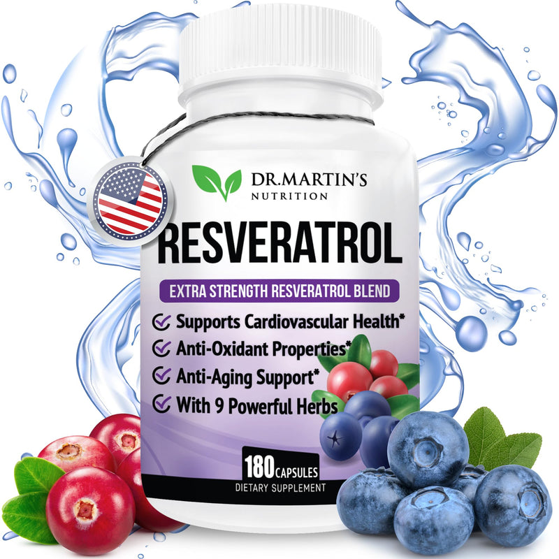 [Australia] - Extra Strength Resveratrol 1568mg - 180 Capsules - 3 Months Supply | Antioxidant Supplement | Natural Trans-Resveratrol Pills | for Anti-Aging, Heart Health, Immune System & Brain Function 