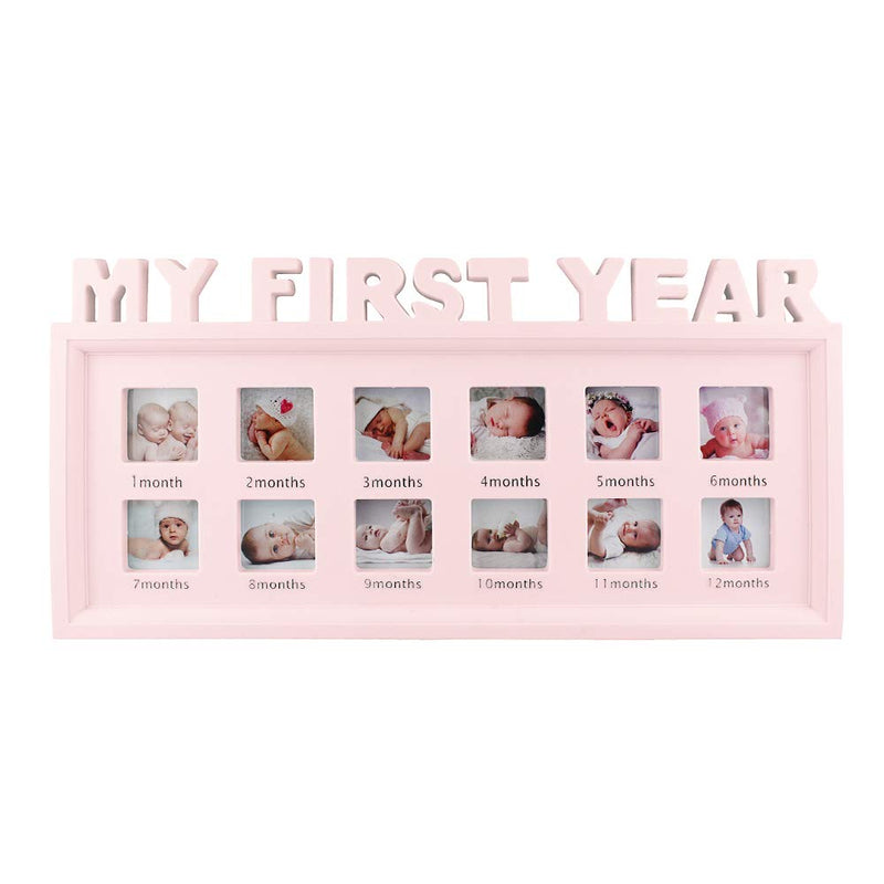 [Australia] - ESTAMICO My First Year Frame Baby Picture Keepsake Frame for Photo Memories, Pink 