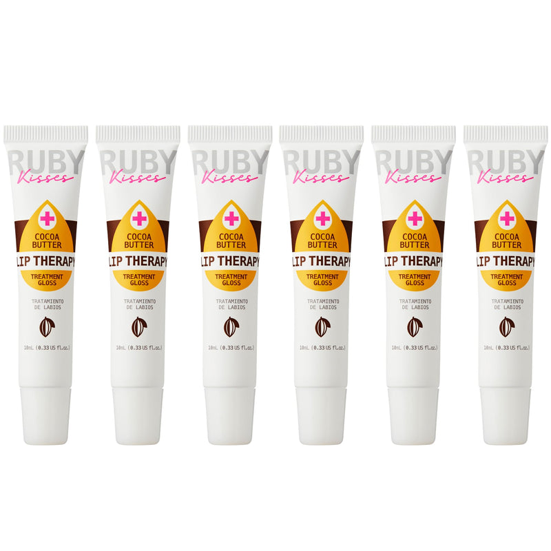 Ruby Kisses Cocoa Butter Hydrating Lip Oil Treatment Gloss (6 Pack), Hydrates & Heals with Vitamin E & Jojoba, Lightweight Clear Non-Greasy Formula with Jojoba & Rosehip Oil, Repair Dry Chapped Lips
