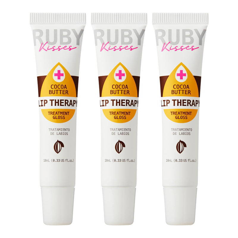 Ruby Kisses Cocoa Butter Hydrating Lip Oil Treatment Gloss (3 Pack), Hydrates & Heals with Vitamin E & Jojoba, Lightweight Clear Non-Greasy Formula with Jojoba & Rosehip Oil, Repair Dry Chapped Lips