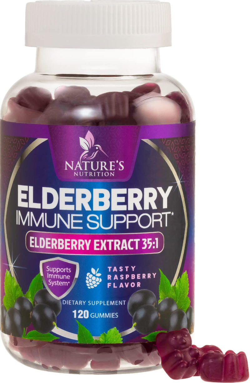 [Australia] - Nature’s Sambucus Elderberry Gummies, Immune Support for Kids and Adults, Super Concentrated 35:1 Extract, Equivalent to 4200mg of Elderberries - Black Elderberry Vitamin Supplement - 120 Gummies 120 Count (Pack of 1) 