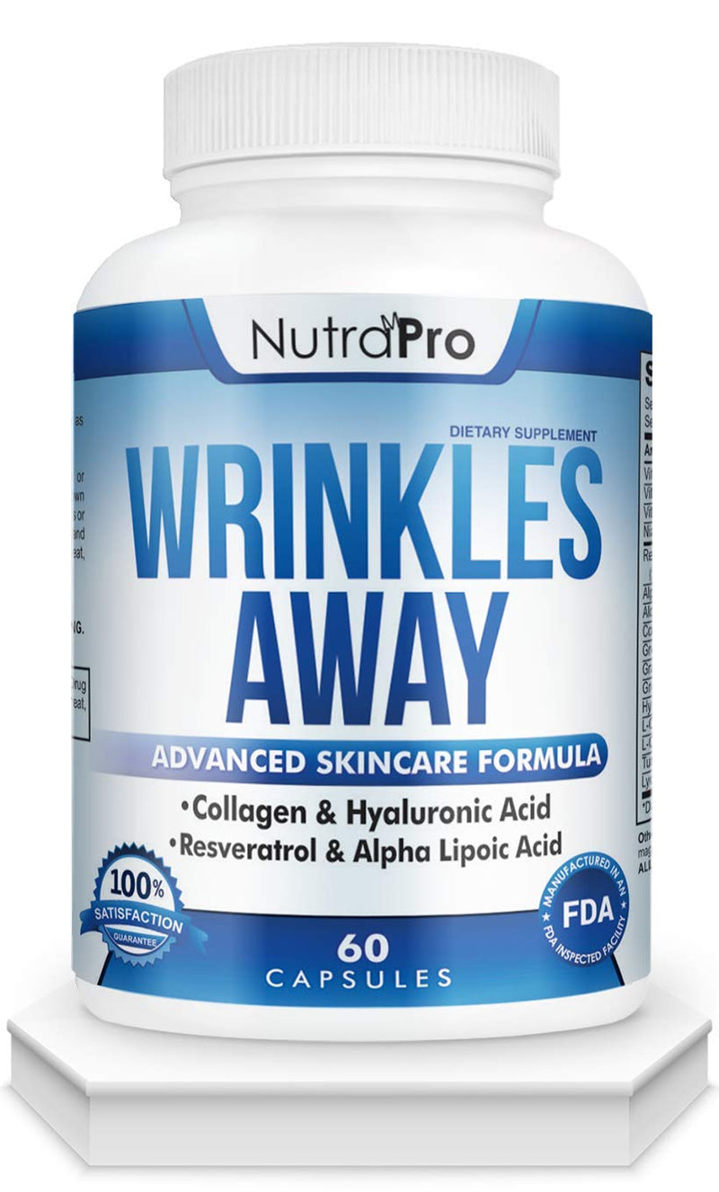 NutraPro Anti Wrinkle and Ageless Skin Vitamins - Dermal Repair Complex for Skin Repair with Collagen & Resveratrol, Alpha - Lipoic Acid & Hyaluronic Acid. Supplement for Dermal Renew and Anti-Aging.