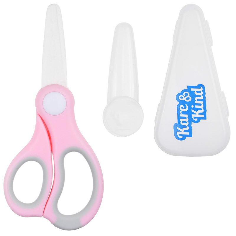 [Australia] - Kare & Kind Ceramic Baby Food Scissors - Pink - With Dust Cover and Storage Case - Cut Baby Food Easily - Ideal for Noodles, Meat, Chicken, Veggies and Fruits (Pink - 1 Pack) Pink - 1 Pack 