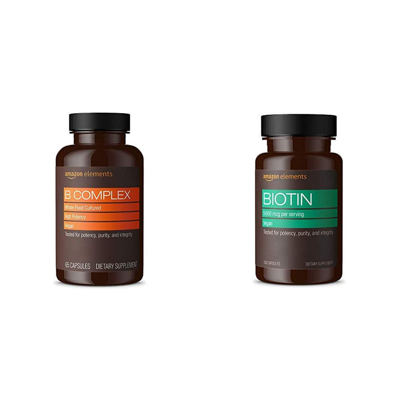Amazon Elements B Complex and Amazon Elements Vegan Biotin 5000 mcg