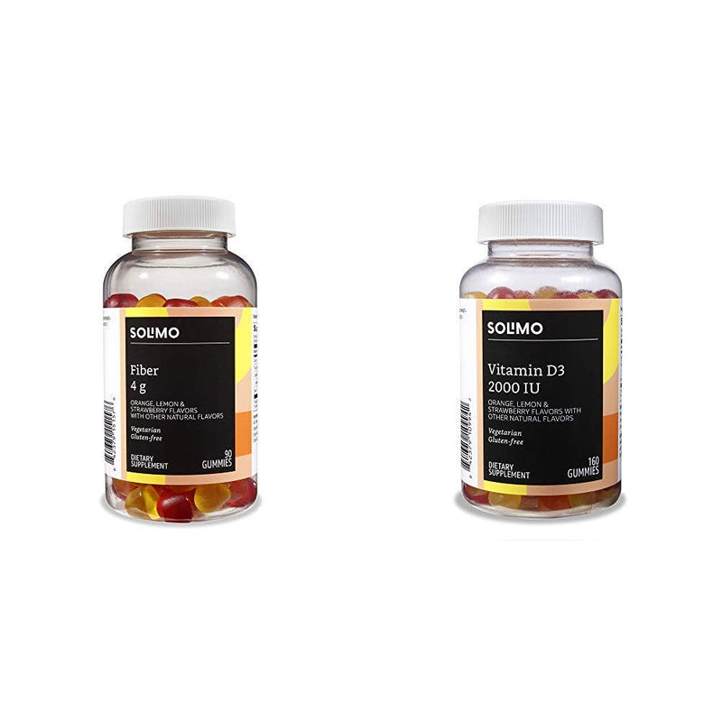 Amazon Basics Fiber Gummies (90 Count) and Vitamin D3 Gummies (160 Count)
