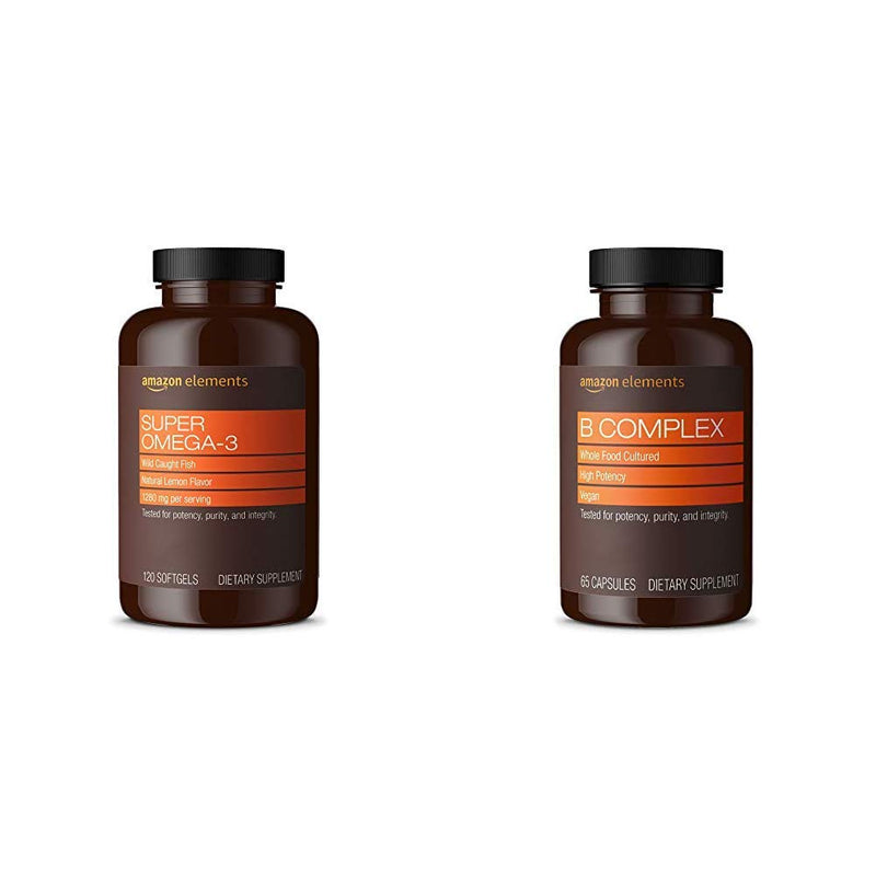 Amazon Elements Super Omega-3 (120 Count) and Amazon Elements B Complex (65 Capsules)