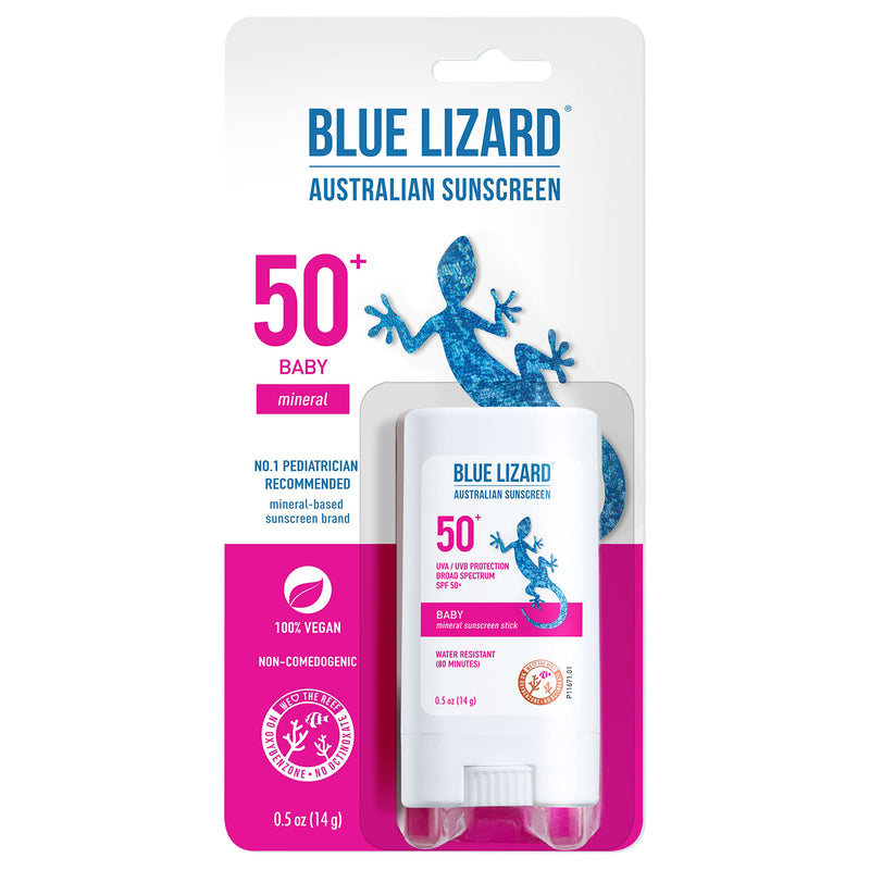 [Australia] - Blue Lizard BABY Mineral Sunscreen Stick with Zinc Oxide, SPF 50+, Water Resistant, UVA/UVB Protection - Easy to apply, Fragrance Free, .5 oz 0.5 Ounce (Pack of 1) 