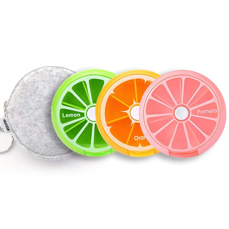 4PCS Weekly Pill Organizer 4PCS 7 Day 3 Times a Day INVODA Large Daily Pill Cases for Pills Vitamin Fish Oil Supplements Container (Group+Light Grey Bag) Group+1bag