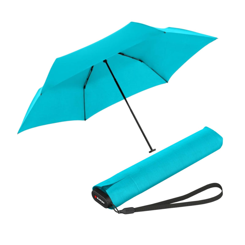 Knirps US.050 Ultra Light Pocket Size Manual Rain Umbrella with Carrying Case Aqua