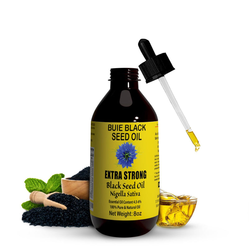 [Australia] - BUIE Black Seed Oil | Black Cumin Seed Oil (Nigella Sativa Oil) | Un-Refined, Cold Pressed Extra Virgin Oil | with 4.5 to 6% Thymoquinone & Omega 3 6 9 | 8 FL Oz 8 Ounce (Pack of 1) 