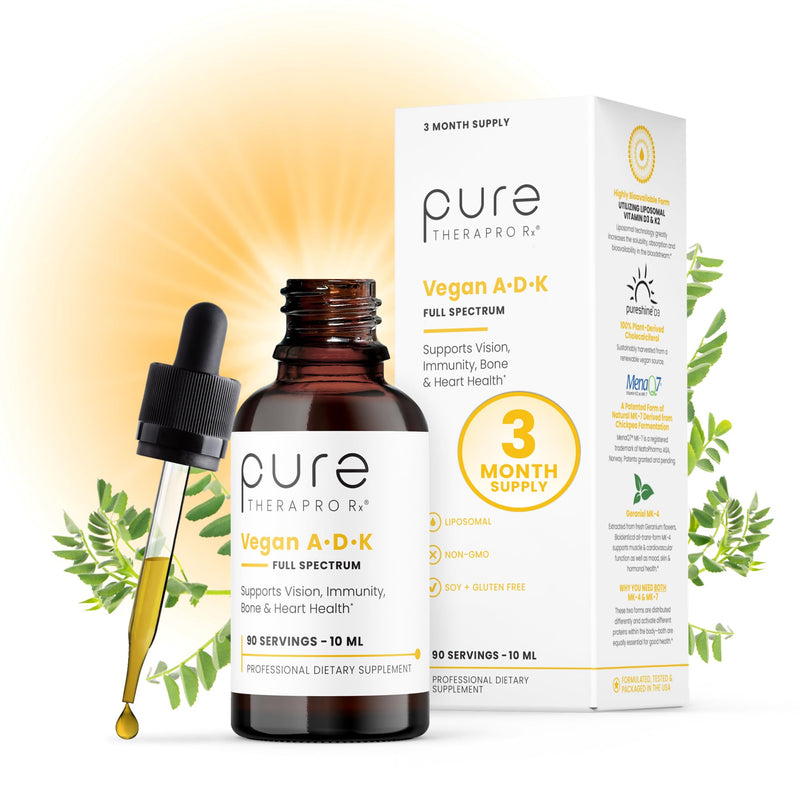 Vegan Vitamins A, D3 & K2 Liquid Drops, 10 mL, 3 Month Supply 0.34 Fl Oz (Pack of 1)