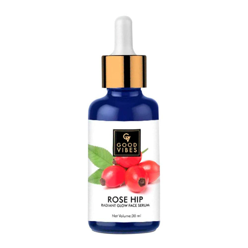 Good Vibes Rosehip Face Serum | Radiant Glow Formula for Clear, Smooth Skin | Hydrating Anti-Aging Facial Serum with Vitamin A & C | No Parabens, No Sulphates | All Skin Types | 1.01 Fl Oz (30ml) 1.01 Fl Oz (Pack of 1)
