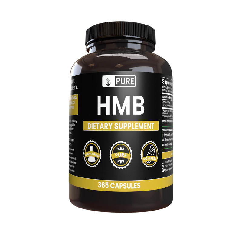 Pure Original Ingredients HMB (365 Capsules) No Magnesium Or Rice Fillers, Always Pure, Lab Verified 365 Count (Pack of 1)
