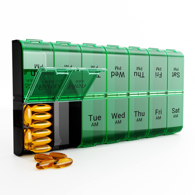 Extra Large Pill Organizer 2 Times a Day, XL 7 Day Pill Box AM PM, Jumbo Weekly Pill Case, Daily Night Oversized Medicine Organizer, Vitamin Holder, Big Pill Container, Twice a Day Pill Organizer | Easy-Open,High-Capacity,Easy-Open,Senior-Friendly,AM/P...