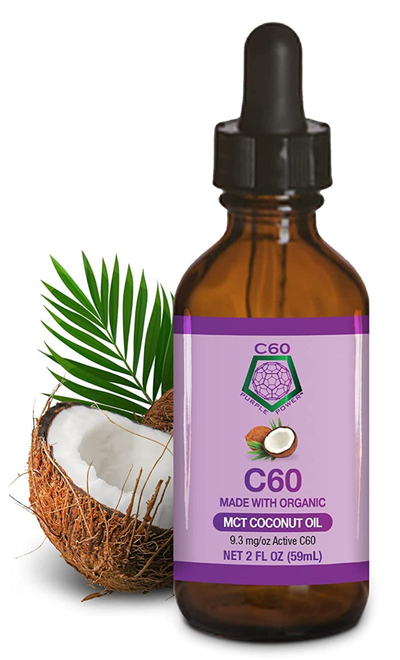 [Australia] - C60 Power - MCT 2-oz.- Organic MCT Coconut Oil, 2 Fl Oz, 99.99% Pure Carbon Fullerenes, Lift Oxidative Burden, Optimize Mitochondrial Function 2 Fl Oz (Pack of 1) 