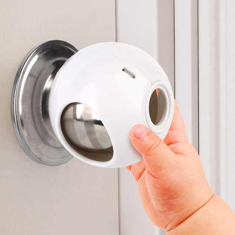 [Australia] - Door Knob Safety Cover for Kids (4 Pack) New Shape & Structure Design Child Door Knob Covers Prevent Children from Opening Doors Baby Safety Door Knob Locks Fit Most Knobs White 4 Pack 