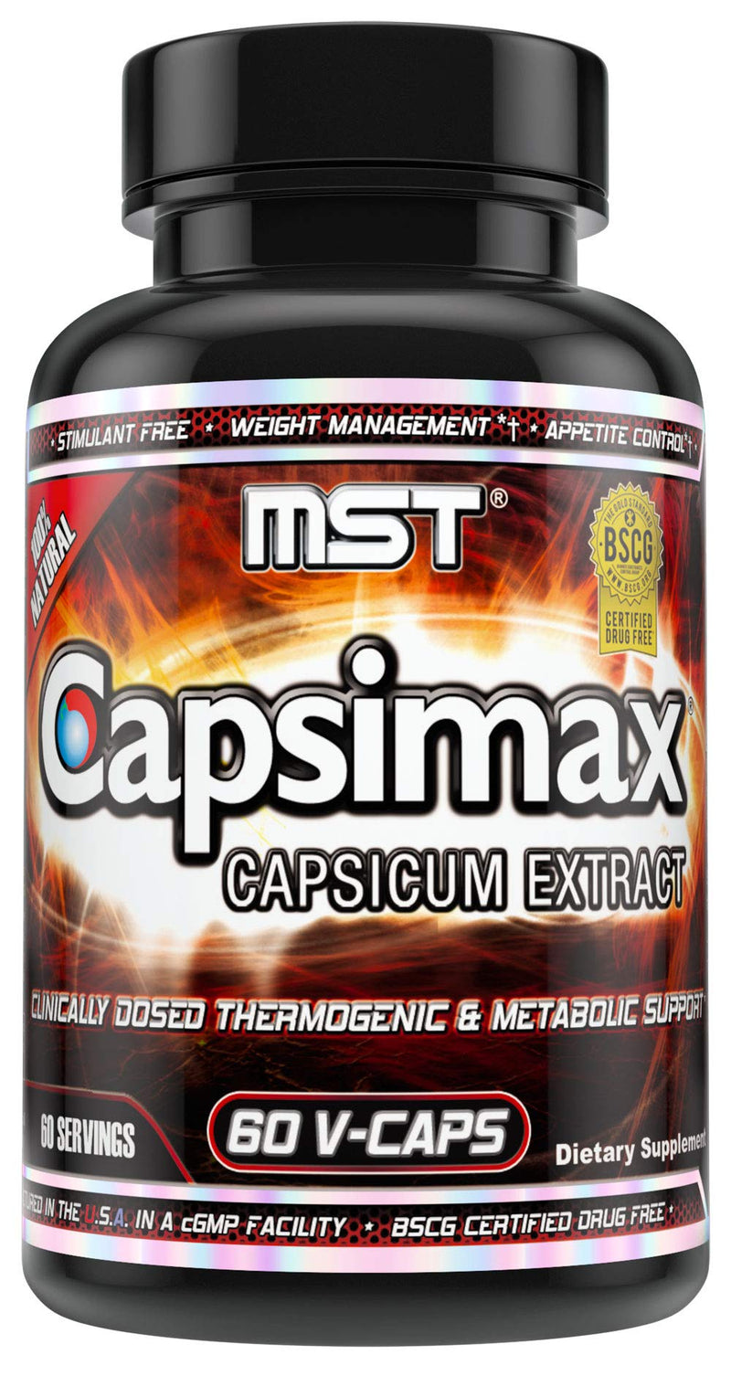 [Australia] - MST Capsimax Supplement 100mg V Capsules, 60 Servings Clinically Dosed Weight Management, Thermogenic, Appetite Control, Calorie Burning, Metabolic Health, Stimulant Free. BSCG Certified 