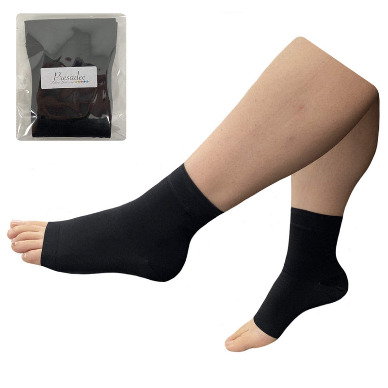 [Australia] - Presadee 15-20 mmHg Moderate Compression Foot Swelling Leg Ankle Open Toe Sleeve (Black, 3X-Large) Black 