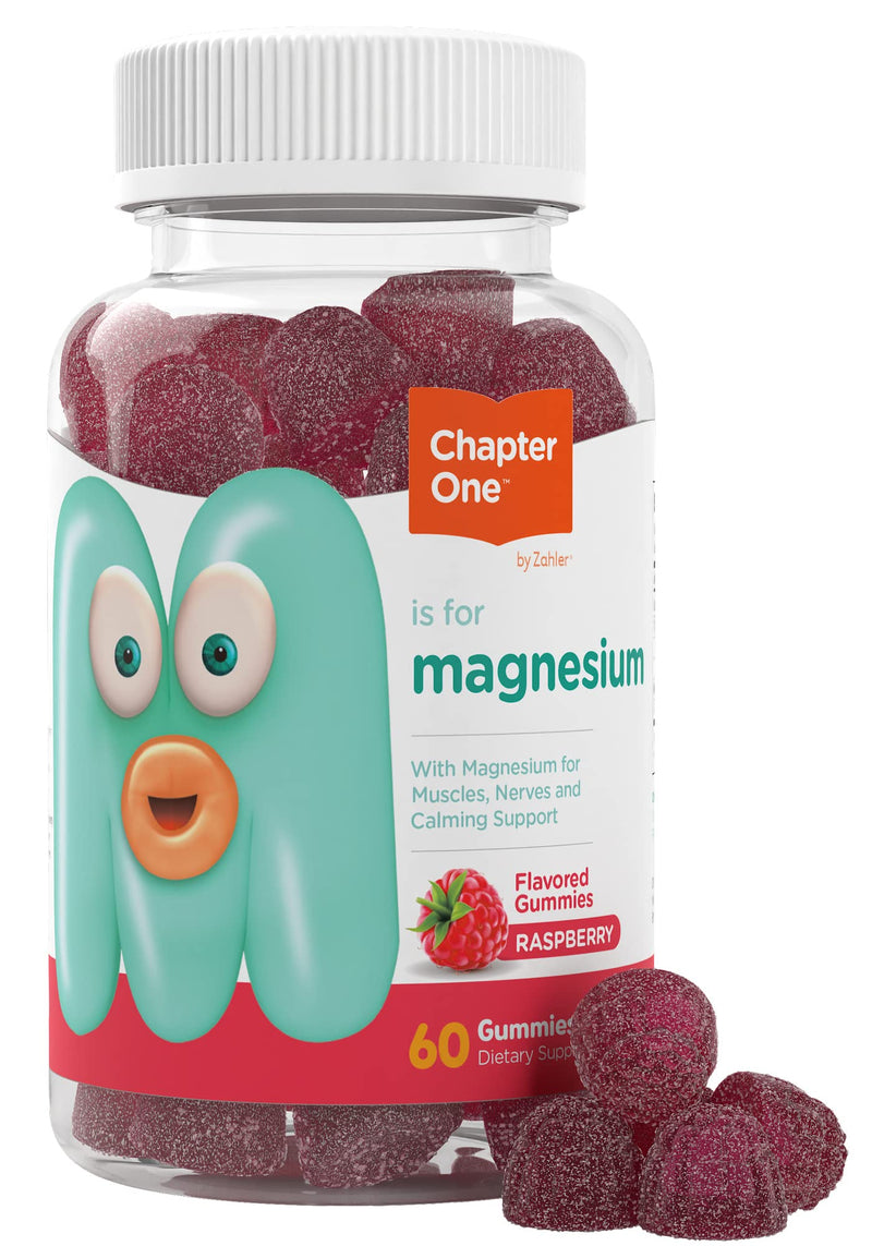 [Australia] - Chapter One Magnesium Gummies, Great Tasting Magnesium for Kids, Calm Kids Magnesium, Magnesium Gummies for Women and Men, Certified Kosher, (60 Flavored Gummies) Raspberry,Raspberry 60 Count (Pack of 1) 