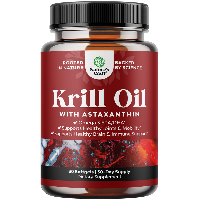 [Australia] - Krill Omega 3 Fish Oil Softgels 500mg - Concentrated Krill EPA & DHA Fish Oil Omega 3 Supplement for Women & Men for Immune Support, Brain & Heart Health - Burpless Fatty Acids Supplement - 30 Count 30 Count (Pack of 1) 