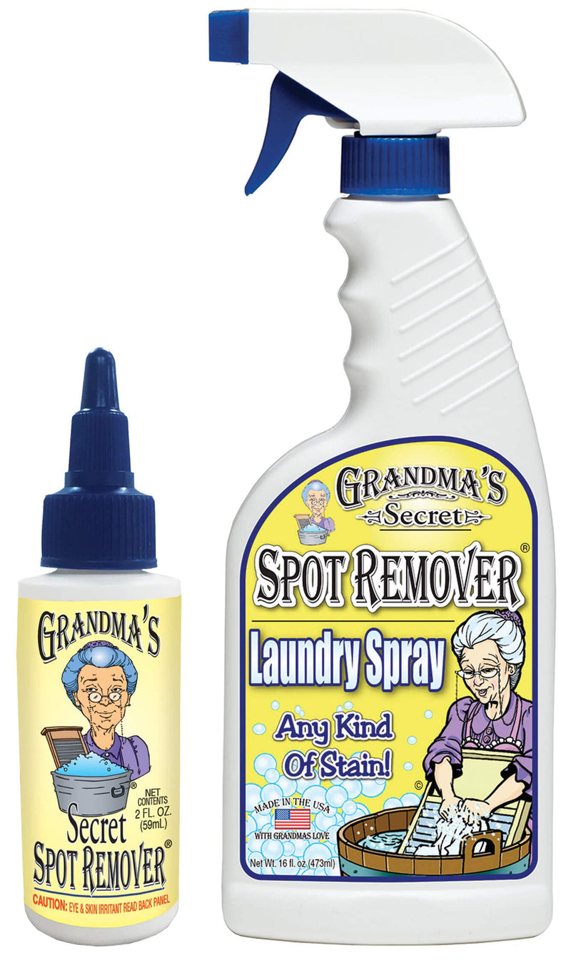 [Australia] - Grandma's Secret Spot Remover Laundry Spray - Chlorine, Bleach and Toxin-Free for Clothes - Fabric Stain Remover Removes Oil, Paint, Blood and Pet Stains - 16 oz & 2 oz Combo, DuoPack 