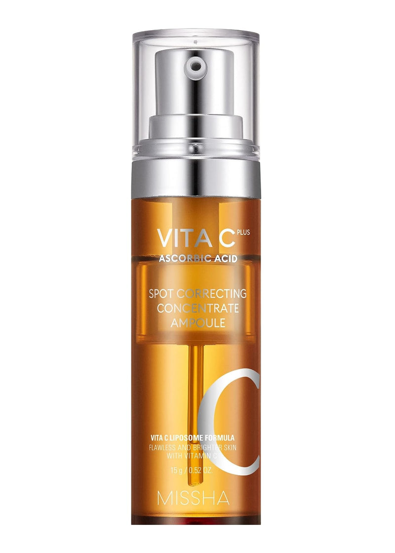 MISSHA Vita C Plus Concentrate Ampoule Vitamin C Serum 0.52 oz | 10% pure formula with liposome technology and PHA supports smoother texture, radiant-looking tone, and firm-looking feel. 0.52 Fl Oz (Pack of 1) Correcting Concentrate Ampoule