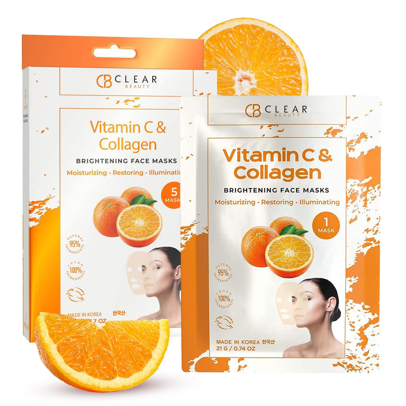 Vitamin C & Collagen Revitalizing Face Mask, Dermatologist Tested | Anti-Aging, Korean Skin Care - Deep Hydration for Plumper, Firmer, Smoother, Refreshed-Looking Skin - Clean Beauty, Vegan Vitamin C & Collagen