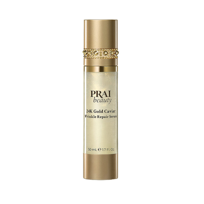 PRAI Beauty 24K Gold Caviar Wrinkle Repair Serum for Face | Anti-Aging Serum with Hyaluronic Acid to Plump and Fill In Wrinkles | Anti-Wrinkle Serum with Vitamin C for Brighter, Firmer Skin | 1.7 Oz 1.7 Ounce (Pack of 1)