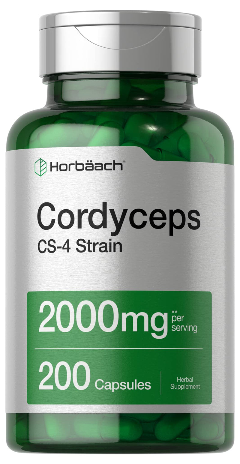 [Australia] - Horb√§ach Cordyceps Mushroom Capsules 2000mg | 200 Count | CS-4 Strain Cordyceps Sinesis | Non-GMO Herbal Supplement 