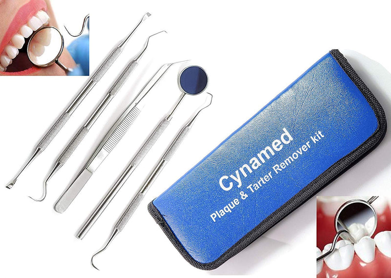 [Australia] - Dental Hygiene set of 5-Stainless Steel Tarter Scraper/Scaling Remover, Dental Toothpick, Mouth Mirror Scaler Tweezer For Calculus &Tartar Removal-Dentists Set is Ideal for Personal Use & Pet Friendly 