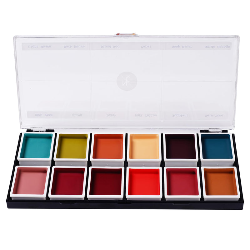 [Australia] - Narrative Cosmetics 12-Color Complexion Alcohol-Activated Palette, Professional Quick Drying Waterproof SFX Makeup, Tattoo Cover 