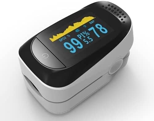 [Australia] - Fingertip Pulse Oximeter Blood Oxygen Saturation Monitor, Heart Rate and Fast Spo2 Reading Oxygen Meter with OLED Screen with AAA Batteries gray 