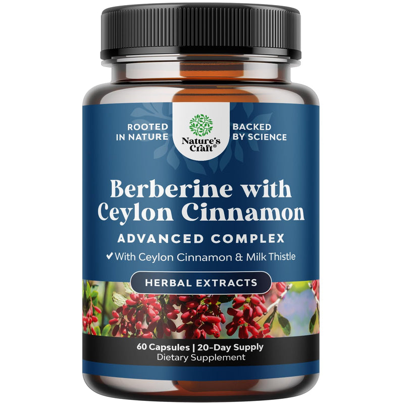 [Australia] - Balancing Berberine Plus 1200mg Per Serving Complex - Antioxidant Berberine with Ceylon Cinnamon Capsules Plus Silymarin Milk Thistle Extract - Active PK for Heart Health and Sugar Support 60 Capsules 60 Count (Pack of 1) 
