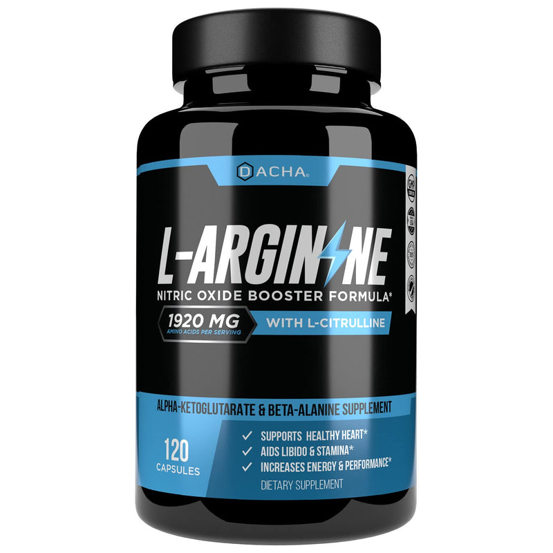 [Australia] - DACHA Premium L Arginine Pills 1920 MG - 120 VCAPS AAKG Nitric Oxide Precursor, L-Citrulline HCL, Beta Alanine, Essential Amino Acids for Energy, Muscle Growth, Heart Health, Vascularity & Stamina 