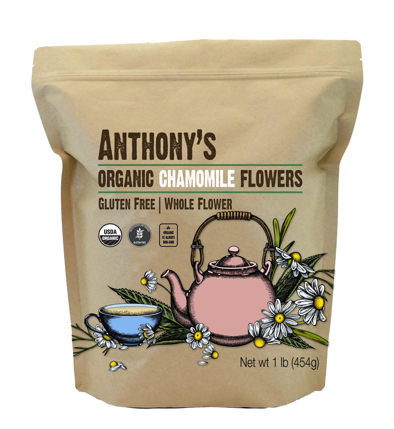 [Australia] - Anthony's Organic Chamomile Flowers, 1 lb, Whole, Loose Leaf, Gluten Free, Non GMO, Non Irradiated 1 Pound (Pack of 1) 