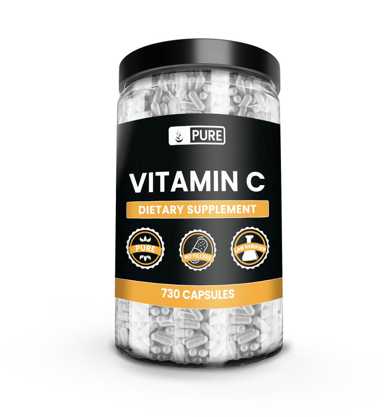 Pure Original Ingredients, Vitamin C Powder, 730 Capsules | For supplement preparation, ingredient mixing, and daily intake 730 Count (Pack of 1)
