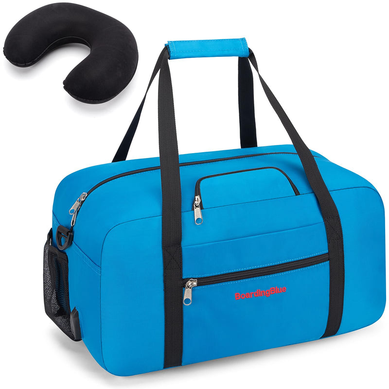 17x10x9 United Airline Personal Item Under Seat Duffel Bag With Free Pillow And USB Port (Royal Blue) Royal Blue