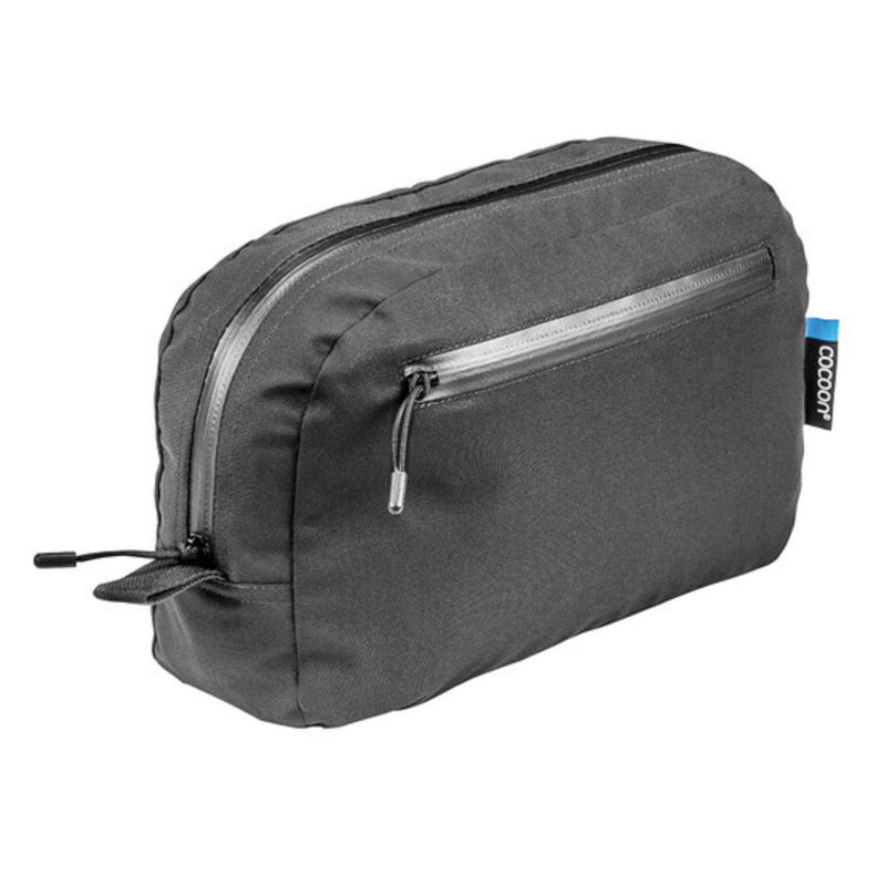 COCOON Monsoon Silk Toiletry Bag - Black | Monsoon Silk exterior, Spill-proof TPU-laminated interior, YKK AquaGuard zipper, Compact toiletry storage