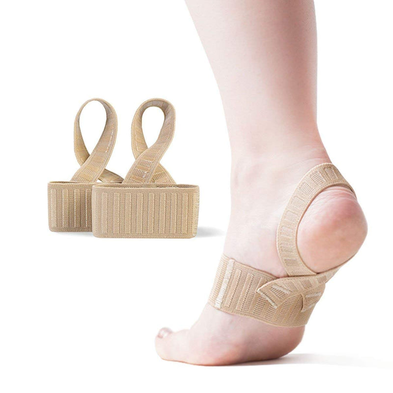Tuli's X Brace, Arch Support Brace and Compression for Sever's Disease, Plantar Fasciitis, Heel Pain, Flat Feet, Fallen Arches, and Over-Pronation, 1 Pair, Small Beige
